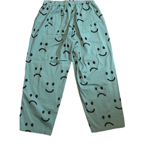 Lazy Oaf Happy Sad Barrel Leg Colorblock Green Cotton Trouser Pants-Size 10/32" - Picture 5 of 7